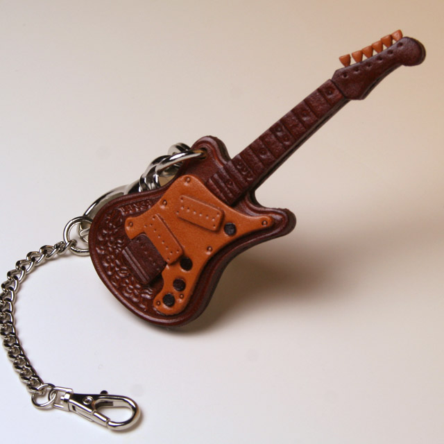 エレキギター 本革製 バッグチャーム 音楽雑貨 音楽グッズ 音楽ギフト 楽器グッズ