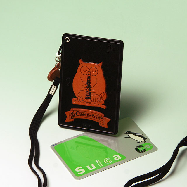 本革 パスケース 定期入れ クラリネット 音楽雑貨 音楽ギフト 音楽グッズ