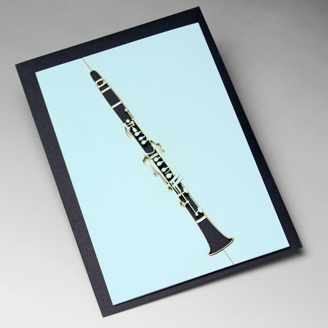 グリーティングカード クラリネット 巧緻レーザーカット加工 文具 音楽雑貨 音楽グッズ 音楽ギフト
