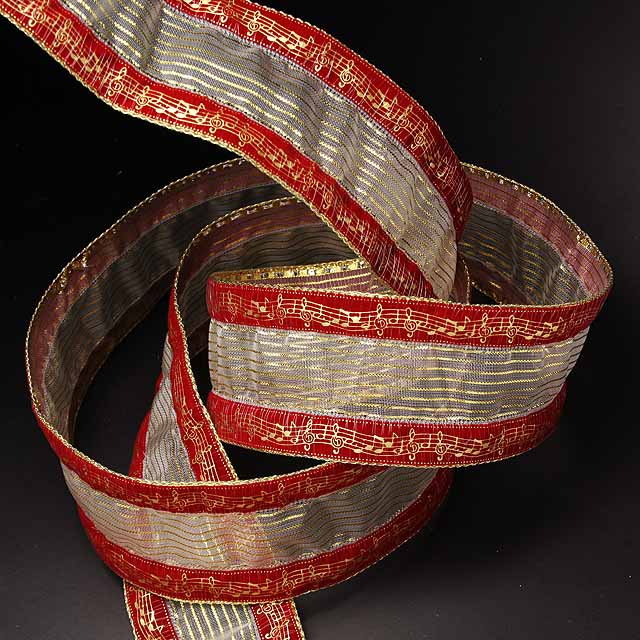 Wired Ribbon ワイヤーリボン 楽譜 音符 ト音記号 音楽雑貨 音楽小物 音楽グッズ