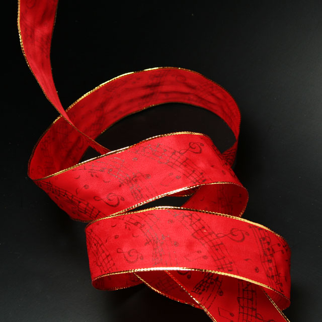 Wired Ribbon ワイヤーリボン 楽譜 音符 ト音記号 音楽雑貨 音楽小物 音楽グッズ