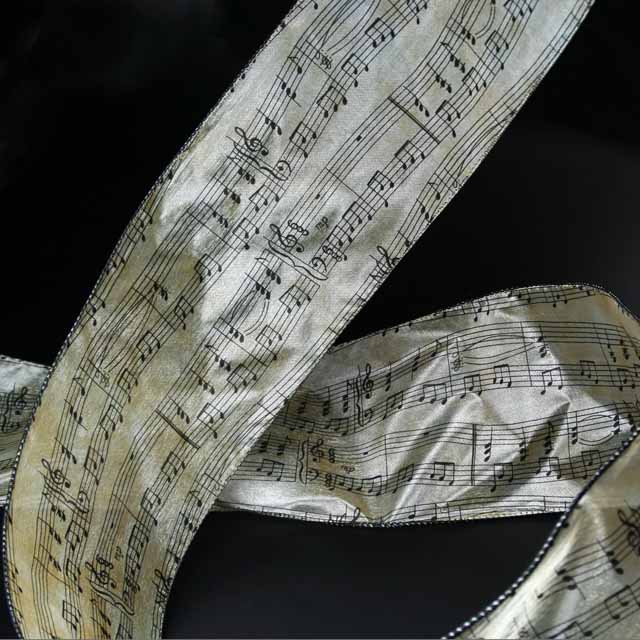 Wired Ribbon ワイヤーリボン 楽譜 音符 ト音記号 音楽雑貨 音楽小物 音楽グッズ