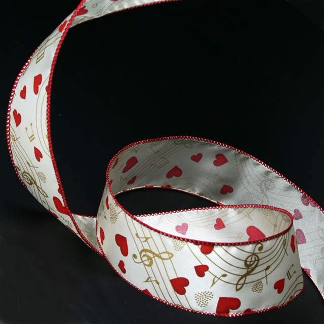 Wired Ribbon ワイヤーリボン ハート 音符 ト音記号 音楽雑貨 音楽小物 音楽グッズ