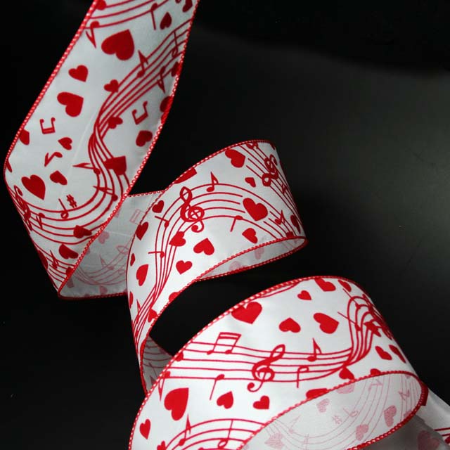 Wired Ribbon ワイヤーリボン ハート 音符 ト音記号 音楽雑貨 音楽小物 音楽グッズ