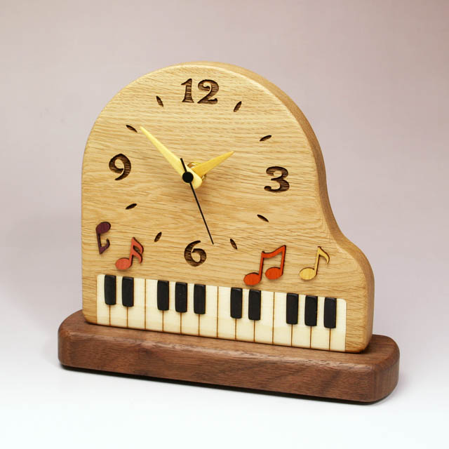 寄木象嵌 グランドピアノ 置時計 音楽雑貨 音楽グッズ