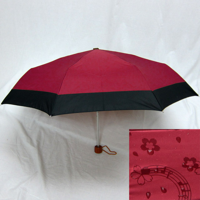 雨に浮き出る音符桜 折り畳み傘 音楽雑貨 音楽グッズ 音楽小物 音楽ギフト