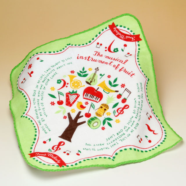 フルーツメロディ ハンドタオル 音楽雑貨 音楽グッズ