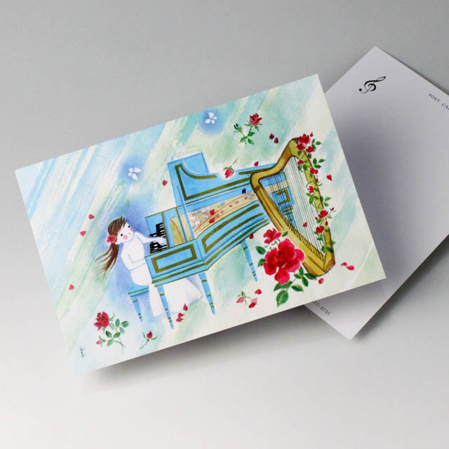 唐沢静 ポストカード 絵葉書 音楽雑貨 チェンバロとハープ