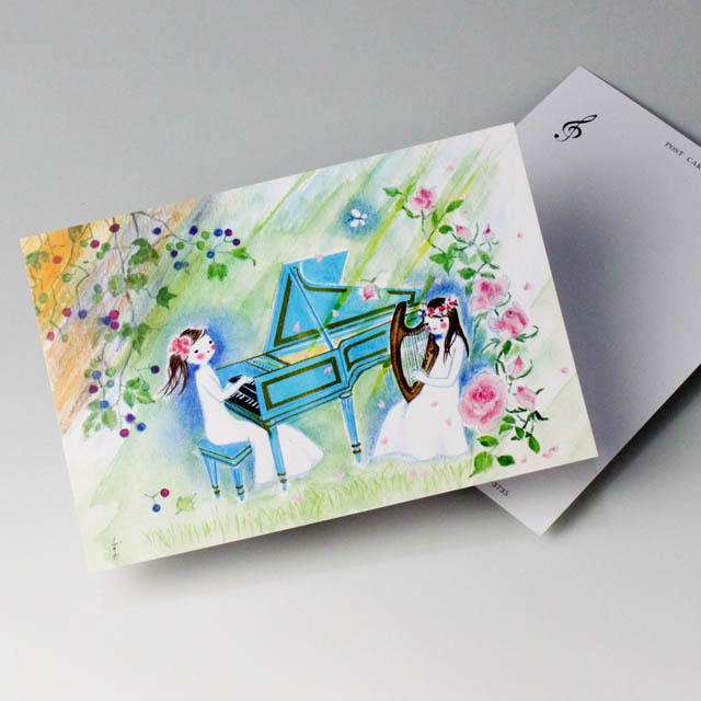 唐沢静 ポストカード 絵葉書 音楽雑貨 チェンバロとハープ