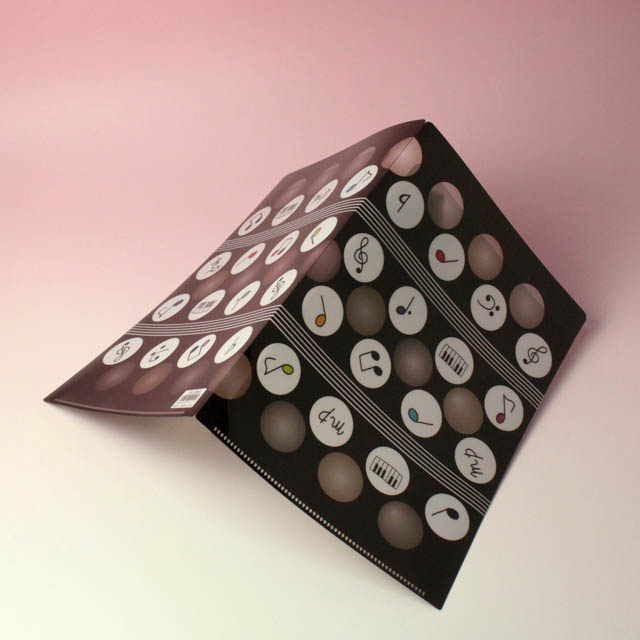 クリアファイル クリアフォルダ 音楽雑貨 見開き 音符