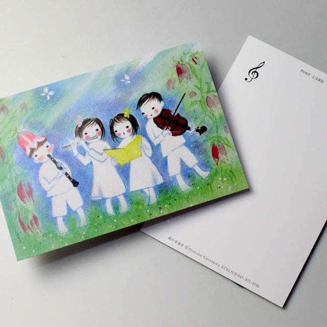 Shizuka Karasawa 絵葉書 クラリネット フルート ヴァイオリン 音楽雑貨