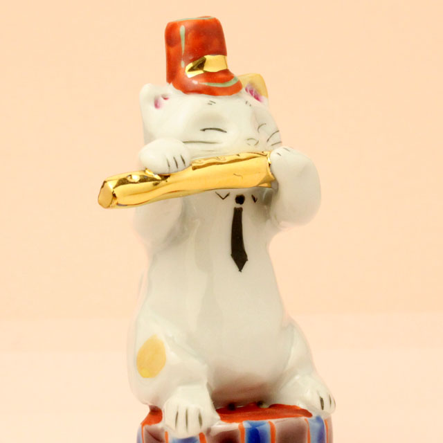 九谷焼 猫マーチング フルート 音楽雑貨 音楽グッズ