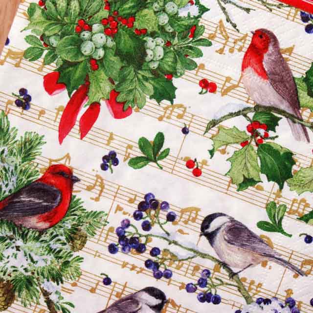 ペーパーナプキン 音楽雑貨 音楽グッズ 小鳥と楽譜