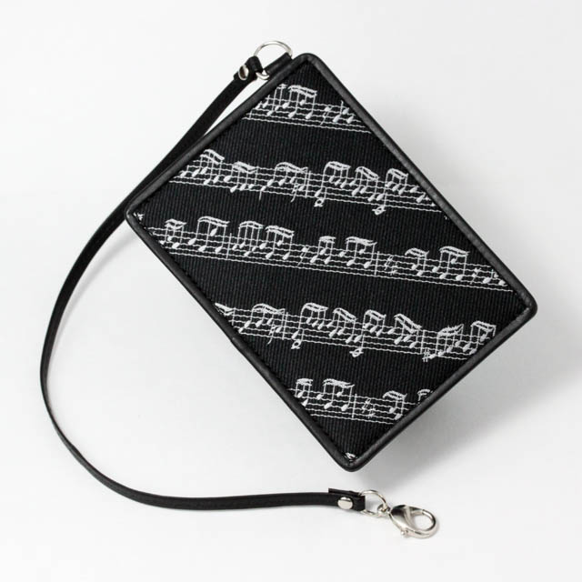 Leather & Jacquard パスケース 《楽譜ブラック》