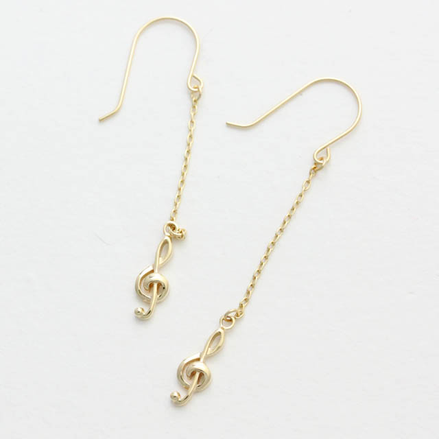 K10 ゴールド ト音記号 ピアス 音楽雑貨 音楽ギフト