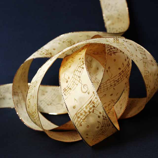 Wired Ribbon リボン 琥珀織風 音符 音楽雑貨