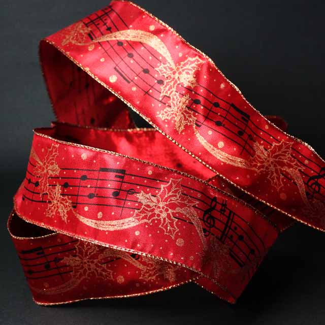 Wired Ribbon リボン ジングルベル 音符 音楽雑貨