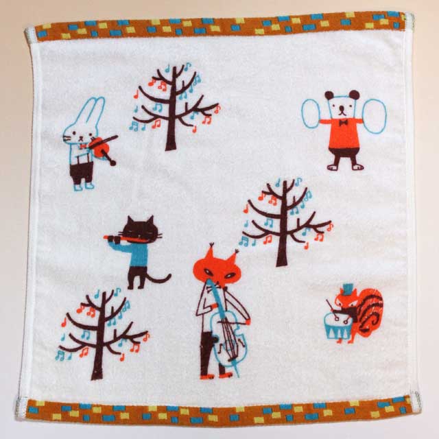 音楽雑貨 ゲストタオル ShinziKatoh パイル シャーリング加工 楽器 ピアノ ヴァイオリン ホルン フルート パーカッション