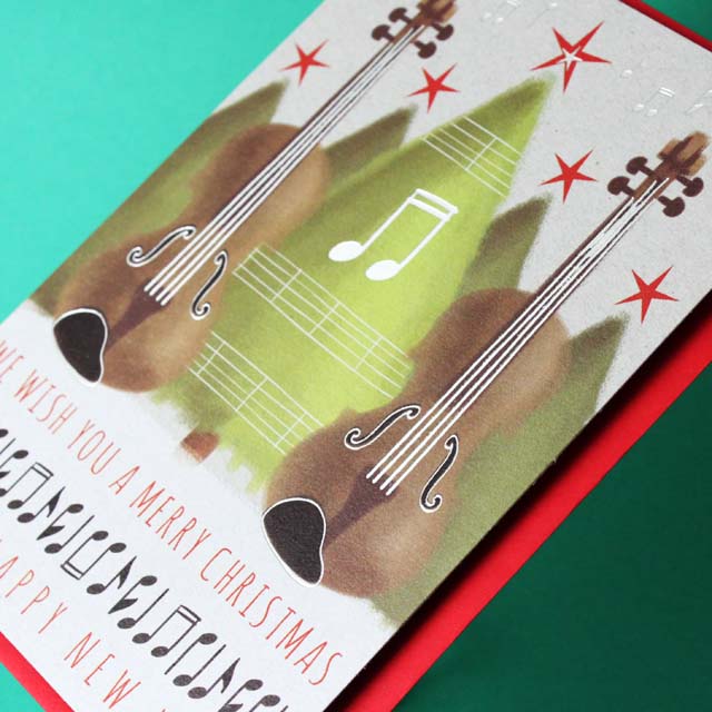 クリスマスカード ヴァイオリン 音楽雑貨