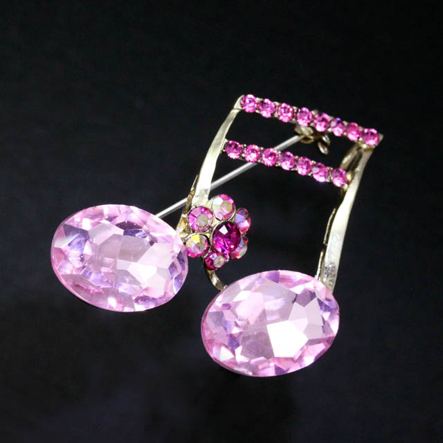 キラキラブローチ ２連１６分音符 音楽雑貨 音楽アクセサリー