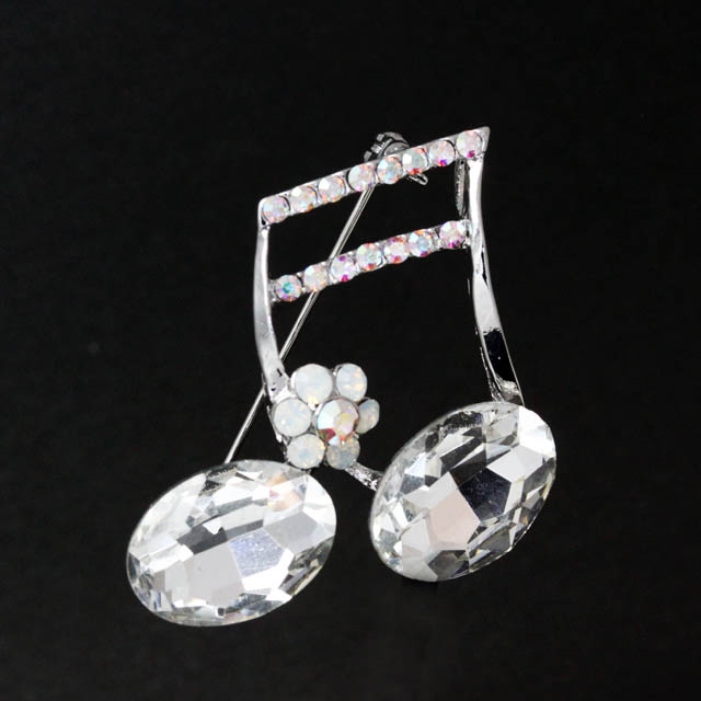 キラキラブローチ ２連１６分音符 音楽雑貨 音楽アクセサリー