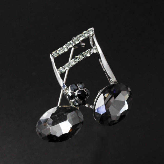 キラキラブローチ ２連１６分音符 音楽雑貨 音楽アクセサリー