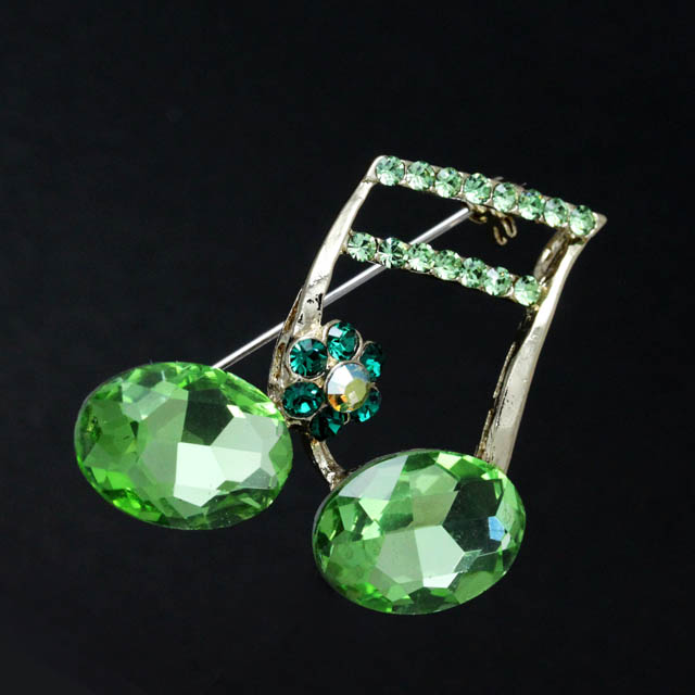 キラキラブローチ ２連１６分音符 音楽雑貨 音楽アクセサリー