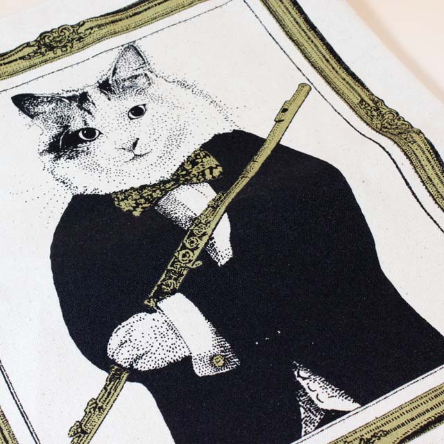 フルート 厚手コットンキャンバス トート 音楽雑貨