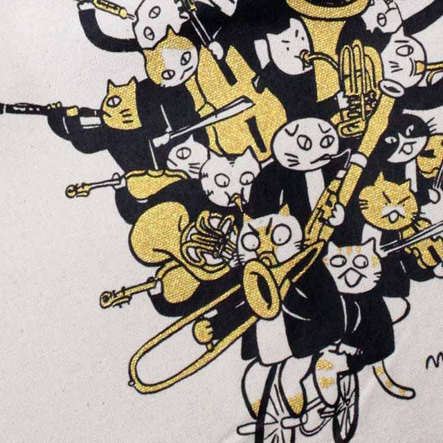 コットンキャンバス・トート 《音楽自転車ネコ》