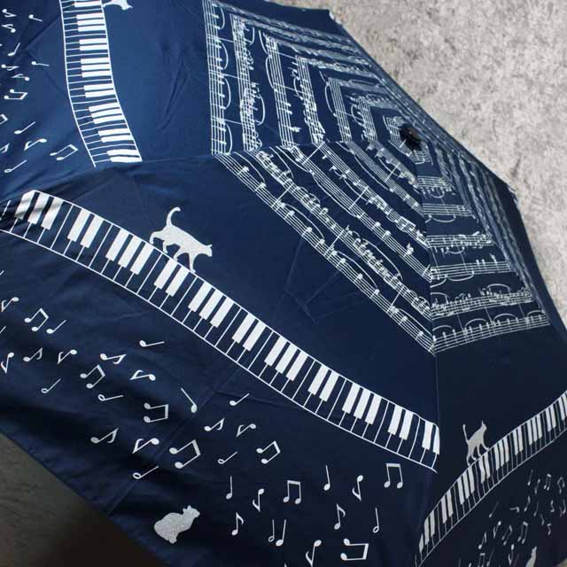 軽量傘 折畳み傘 楽譜 ピアノ鍵盤 音楽雑貨