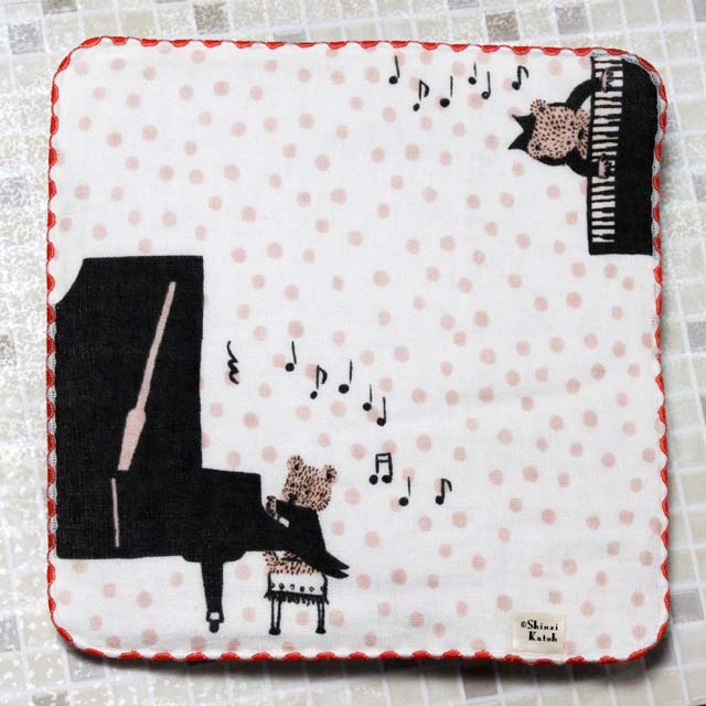 メヌエット ピアノ ShinziKatoh タオルハンカチ 音楽雑貨 音楽小物