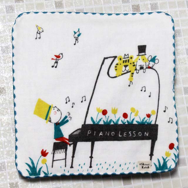 ピアノ レッスン ShinziKatoh タオルハンカチ 音楽雑貨 音楽小物