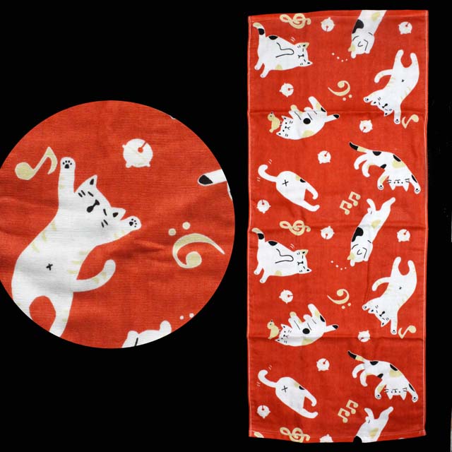 てぬぐいタオル ゆるねこ音符 音楽雑貨 音楽グッズ