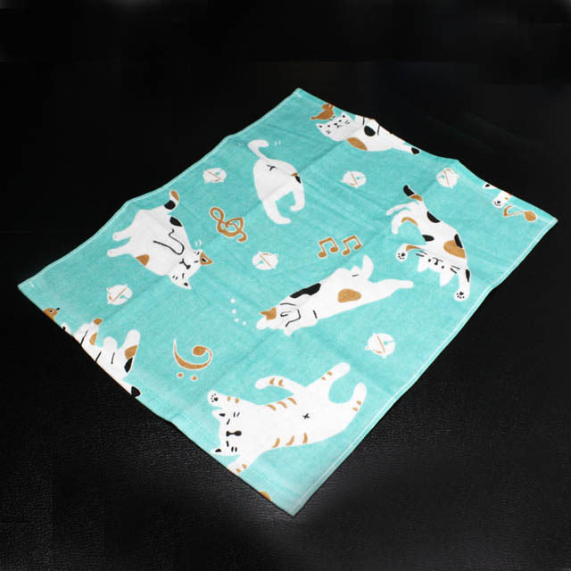 てぬぐいハンカチ ゆるねこ音符 音楽雑貨 音楽グッズ