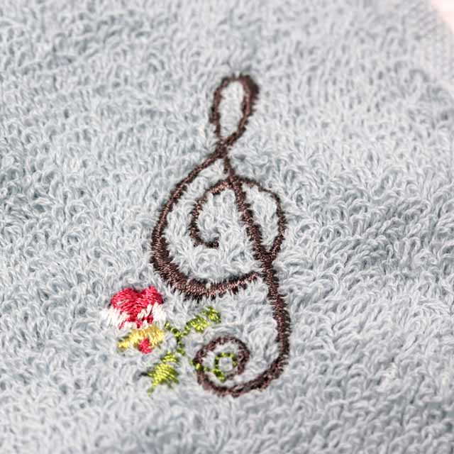 スケッチ刺繍 タオルハンカチ ト音記号 音楽雑貨 音楽グッズ