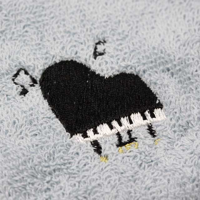 スケッチ刺繍 タオルハンカチ グランドピアノ 音楽雑貨 音楽グッズ