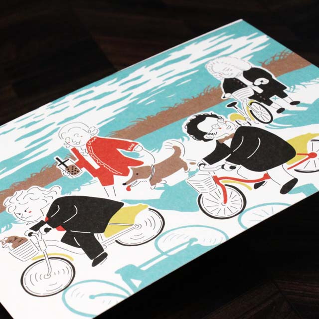 作曲家四人旅 絵葉書 ポストカード 自転車に乗ろう！