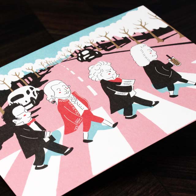 作曲家四人旅 絵葉書 ポストカード 横断歩道