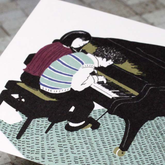 音楽の情景 絵葉書 ポストカード 月夜のデュエット ピアノ