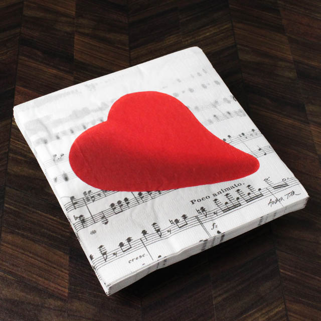 ペーパーナプキン ペーパータオル 愛と音楽 ハート 音楽雑貨 音楽グッズ