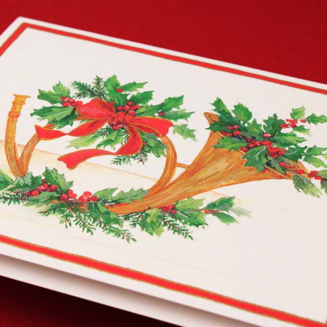 クリスマスカード ホルン クリスマスリース  音楽雑貨 音楽グッズ