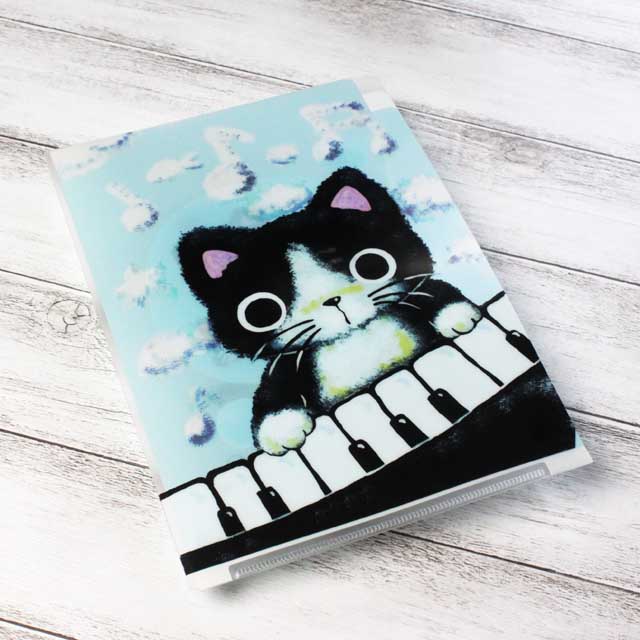 A５ ３ポケット クリアファイル Yamaneko ピアノ鍵盤 音楽雑貨 音楽グッズ
