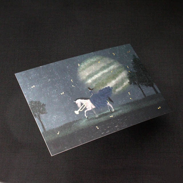 箔押し絵葉書 音符 トランペット 音楽雑貨 音楽ギフト ポストカード