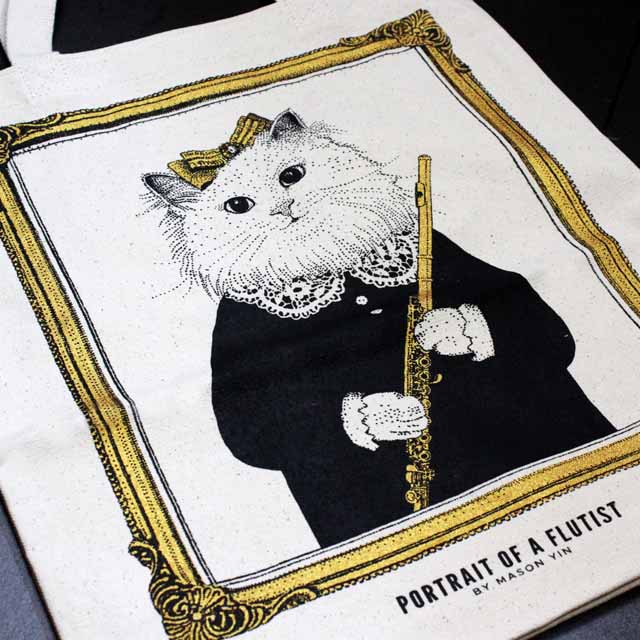 フルート flute 厚手コットンキャンバス トート 音楽雑貨 音楽ギフト