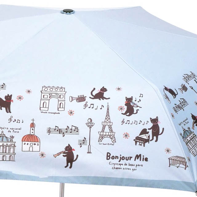 パリの音楽隊 晴雨兼用 折り畳み傘 Bonjour Mie 音楽雑貨 音楽グッズ 音楽ギフト