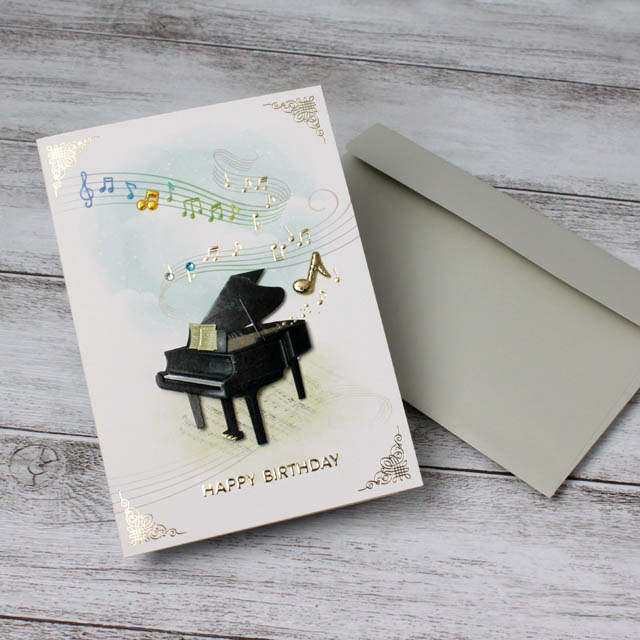 誕生カード バースデーカード グランドピアノ HAPPY BIRTHDAY 音楽雑貨 音楽ギフト