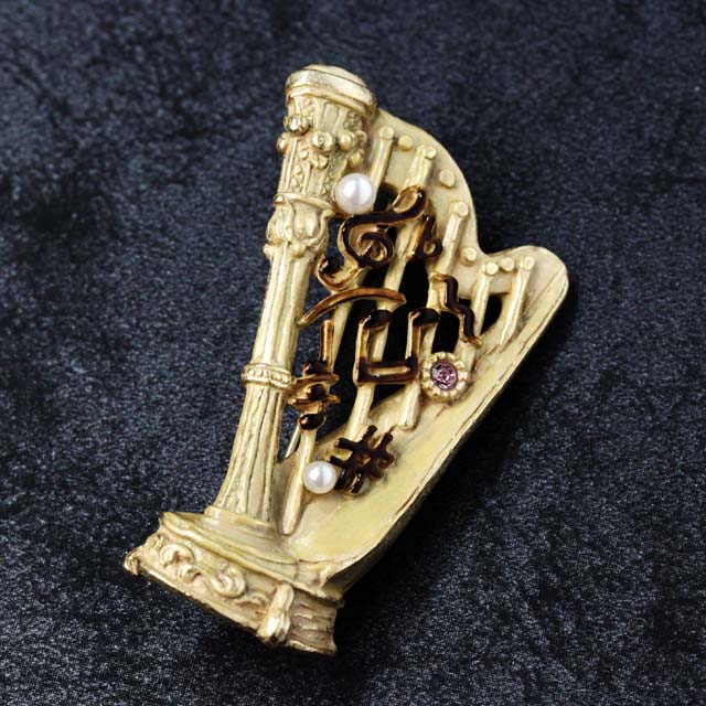 ハープ ブローチ 音楽雑貨 音楽ギフト 音楽アクセサリー