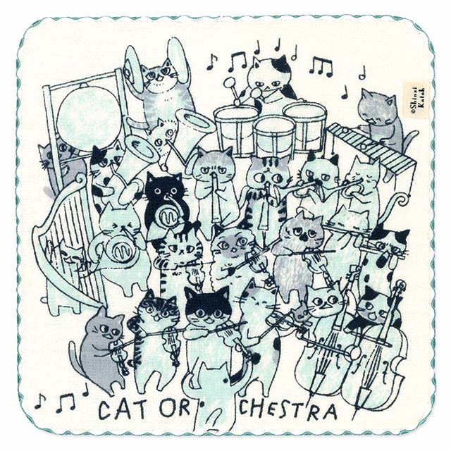 泉州タオル ShinziKatoh タオルハンカチ 猫の楽団 Adagio アダージョ 音楽雑貨 音楽グッズ 音楽ギフト