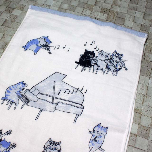泉州タオル ShinziKatoh フェイスタオル 猫の楽団 Fuga フーガ 音楽雑貨 音楽グッズ 音楽ギフト