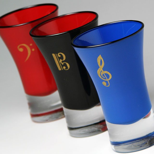 会津塗 ガラス漆器 清酒杯 ト音記号 ハ音記号 ヘ音記号 音楽雑貨 音楽グッズ 音楽ギフト 音楽小物